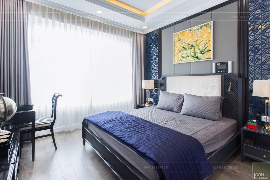 Phong cách Đông Dương trong căn hộ 3 phòng ngủ Saigon Pearl, ICON INTERIOR ICON INTERIOR Phòng ngủ phong cách châu Á