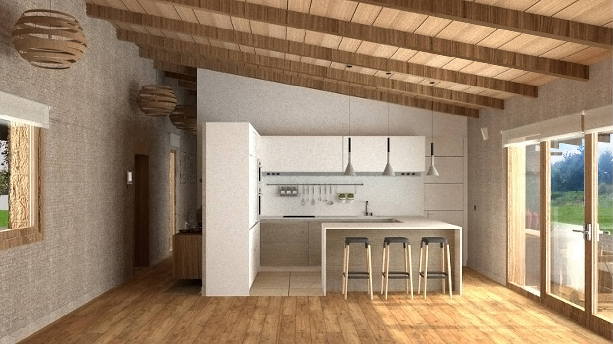 Diseño de una vivienda Unifamiliar de nueva construcción en Cabueñes, Gijón (Proyecto en construcción), arQmonia estudio, Arquitectos de interior, Asturias arQmonia estudio, Arquitectos de interior, Asturias Kitchen