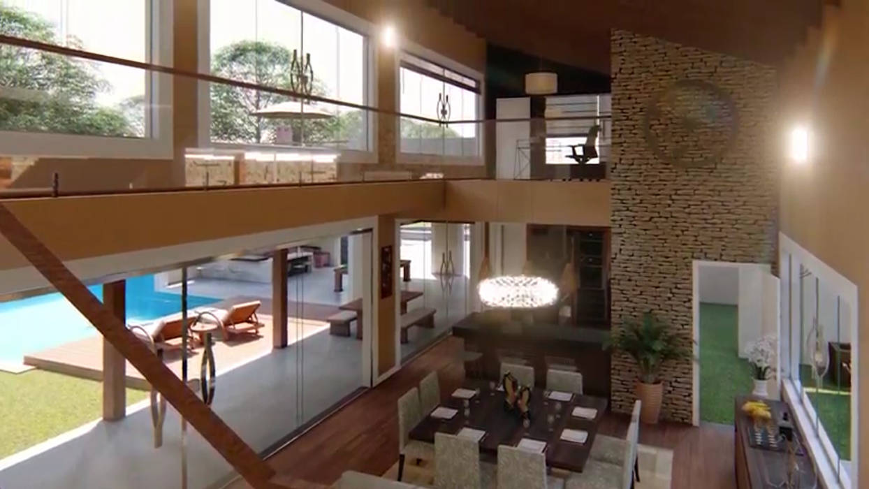 Projeto de Chácara em Terreno com Declive, Luis Gandini Arquiteto e Urbanista Luis Gandini Arquiteto e Urbanista Country house