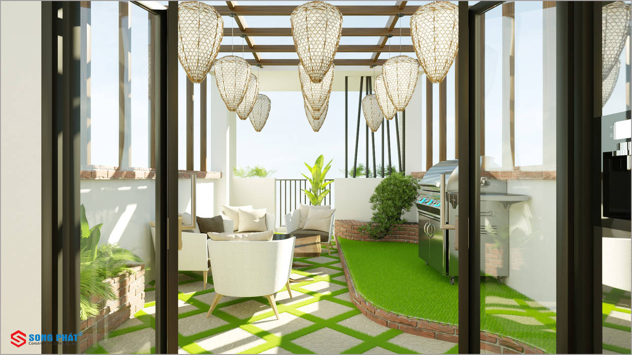 Dự án thiết kế nội thất nhà phố cao cấp với gỗ tự nhiên, Công ty TNHH TK XD Song Phát Công ty TNHH TK XD Song Phát Classic style garden Wood-Plastic Composite Greenhouses & pavilions