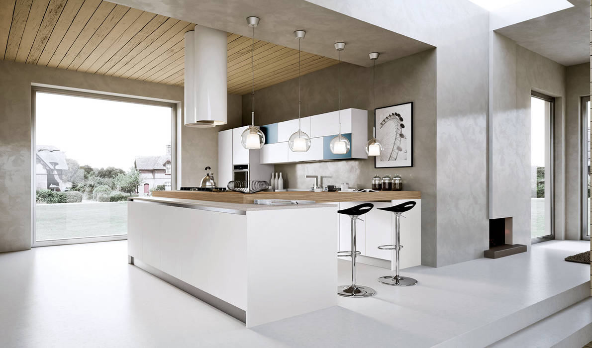 Modern white hi gloss kitchen ATLAS KITCHENS Kitchen units MDF