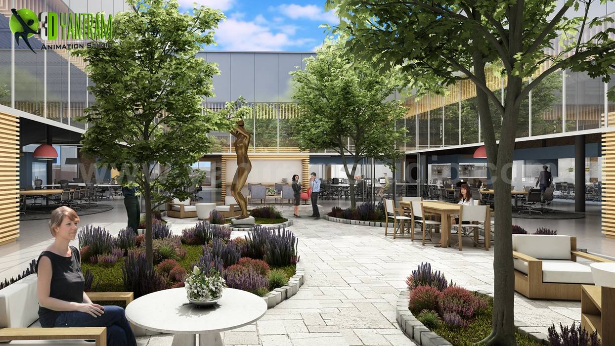 Landscape design with popular cafeteria design by architectural