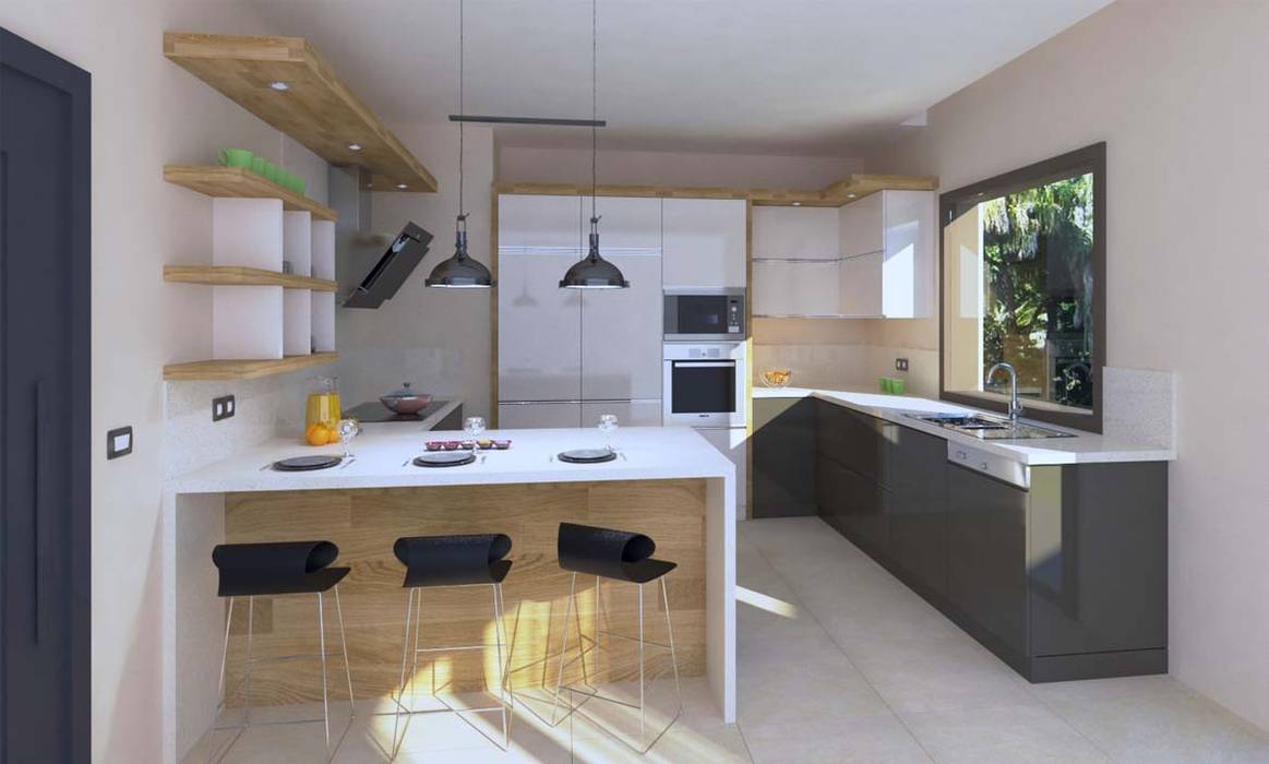 Antalya'da Bir Villa Projesi, Kalya İç Mimarlık \ Kalya Interıor Desıgn Kalya İç Mimarlık \ Kalya Interıor Desıgn Built-in kitchens Wood Wood effect