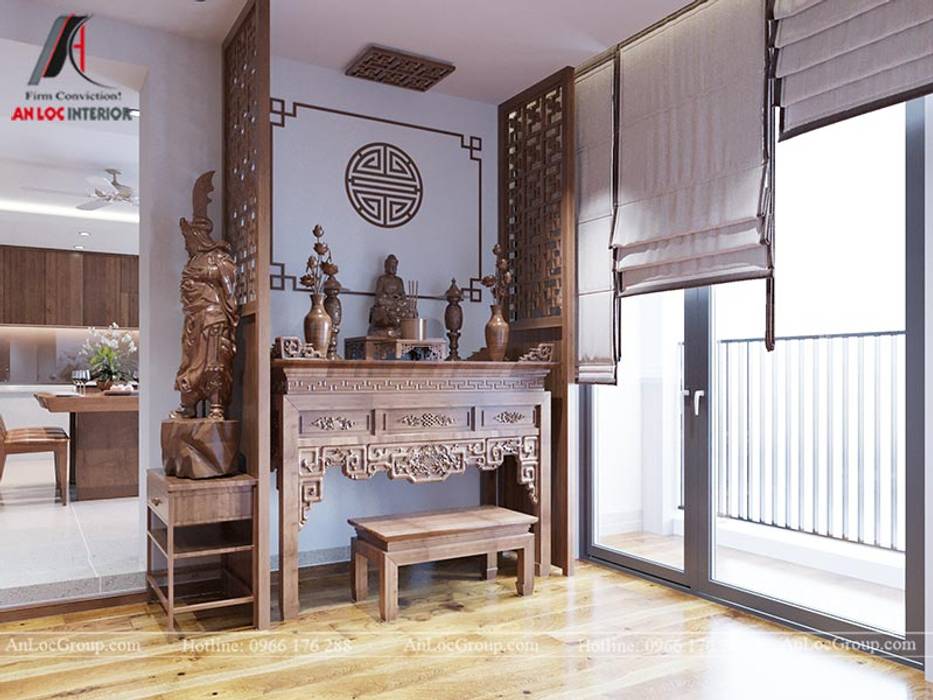 Interior design template beautiful apartment with natural wood, Nội Thất An Lộc Nội Thất An Lộc Phòng khách