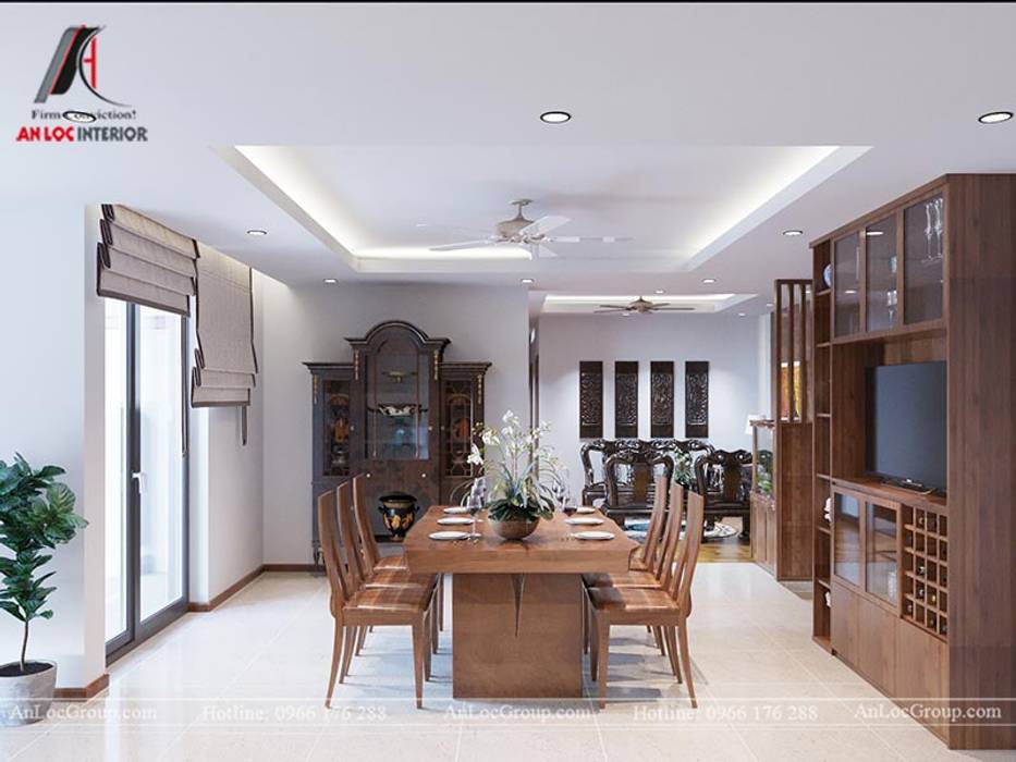 Interior design template beautiful apartment with natural wood, Nội Thất An Lộc Nội Thất An Lộc ครัวสำเร็จรูป