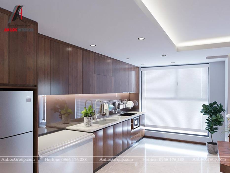 Interior design template beautiful apartment with natural wood, Nội Thất An Lộc Nội Thất An Lộc Bếp xây sẵn