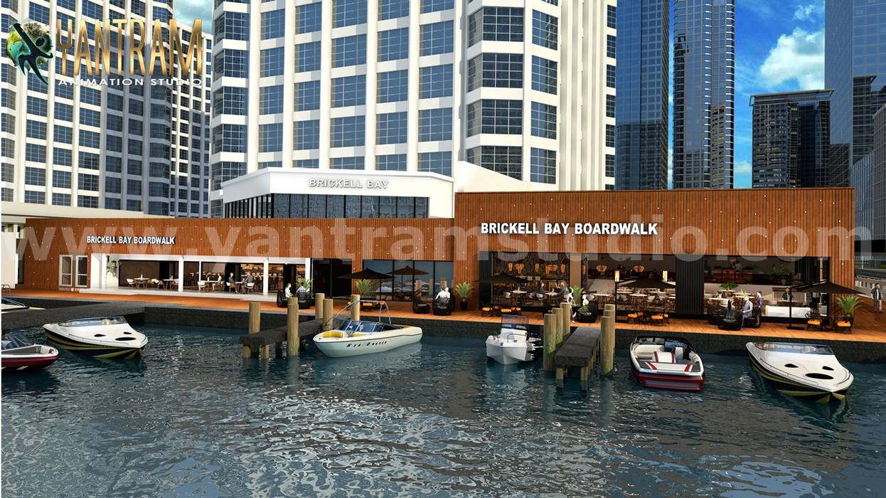 Riverside Restaurant Exterior View of web based virtual reality by Architectural Rendering Services, New York - USA Yantram Animation Studio Corporation Sonsuzluk havuzu Backside,sitting area,Restaurant,Exterior,architectural,Virtual,walkthrough,Architectural