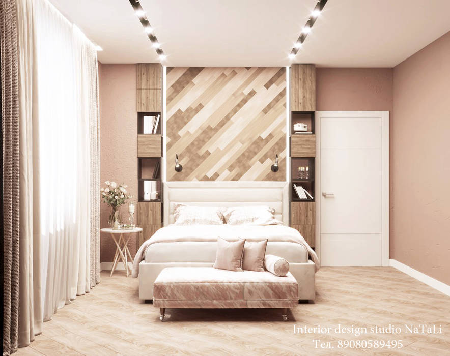 Дизайн интерьера квартиры в пудровом цвете, Студия дизайна Натали Студия дизайна Натали Modern style bedroom
