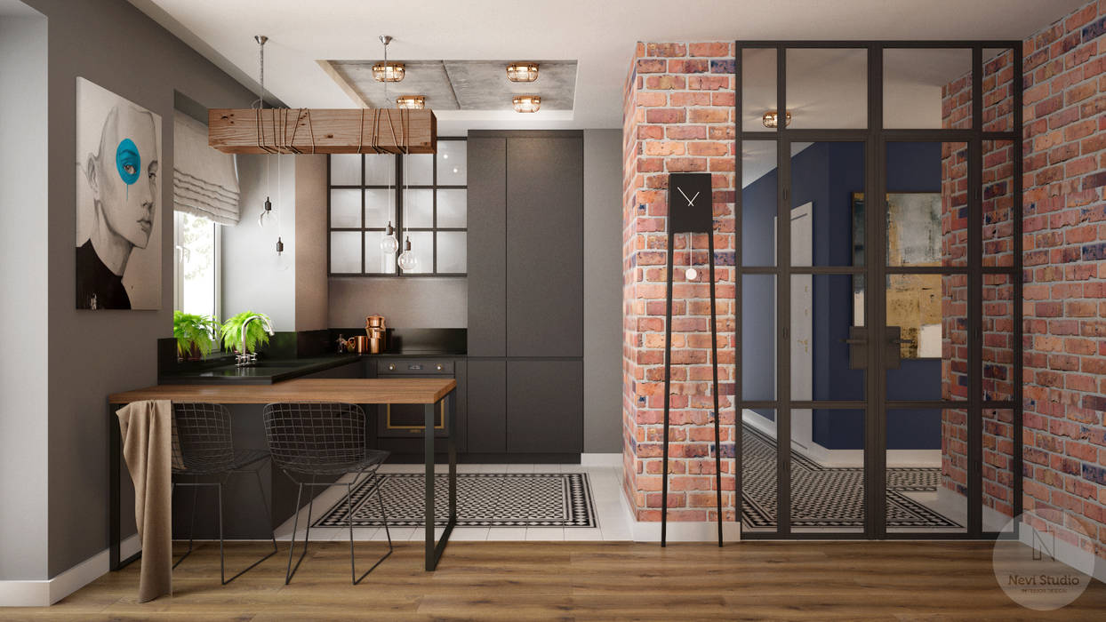 Mieszkanie w Oleśnicy, Nevi Studio Nevi Studio Small kitchens Bricks