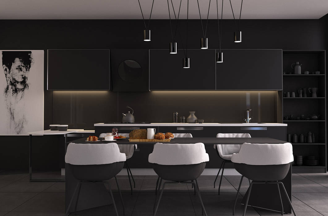 Functional Black || Сочи, ЖК "Сокол", VICMA-design VICMA-design Столовая комната в стиле модерн столовая,гостинная,кухняпроект,столоваяпроект,сочи дизайна-проект,ремонт сочи