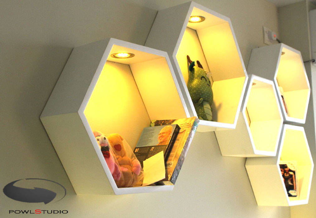 Beverly Honeycomb Tipe Studio Apartment, POWL Studio POWL Studio Eclectische mediakamers