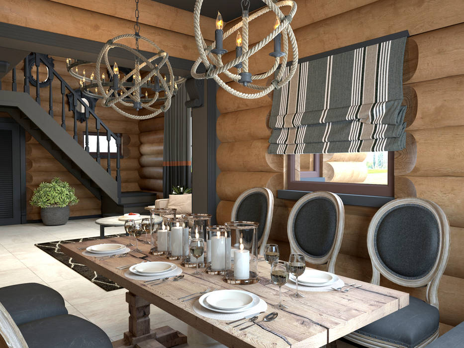 Дом в стиле Кантри, Wide Design Group Wide Design Group Country style dining room