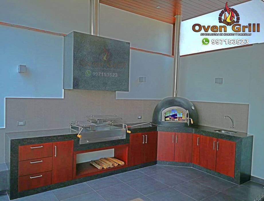 Horno a leña y asador minimalista Oven grill Espacios comerciales Bares y clubs