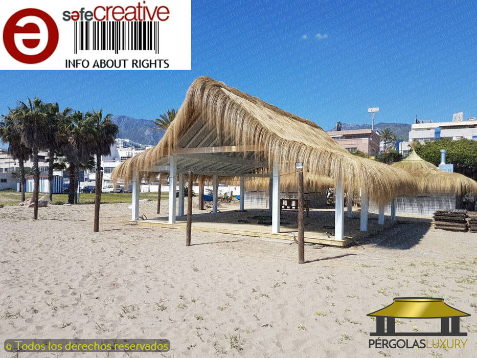 CONSTRUCCION CHIRINGUITO PLAYA PADRE 2017 - MARBELLA (MALAGA), PERGOLAS LUXURY PERGOLAS LUXURY Ruang Komersial Bar & Klub