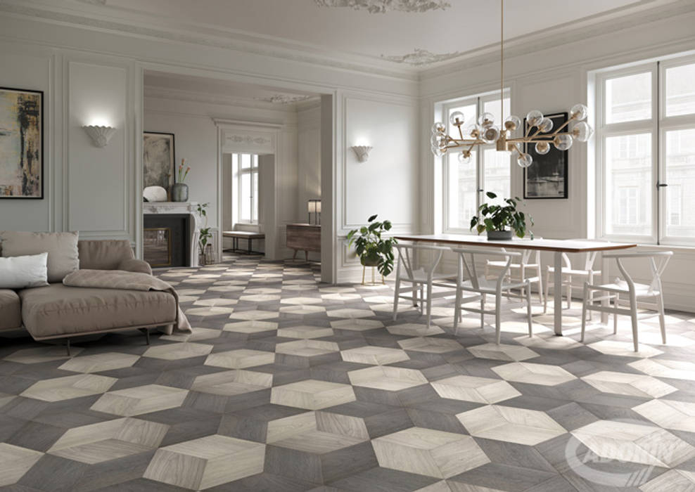 Modulo Ninfea - Noce Sbiancato e Corteccia, Cadorin Group Srl - Italian craftsmanship production Wood flooring and Coverings Cadorin Group Srl - Italian craftsmanship production Wood flooring and Coverings Modern living room