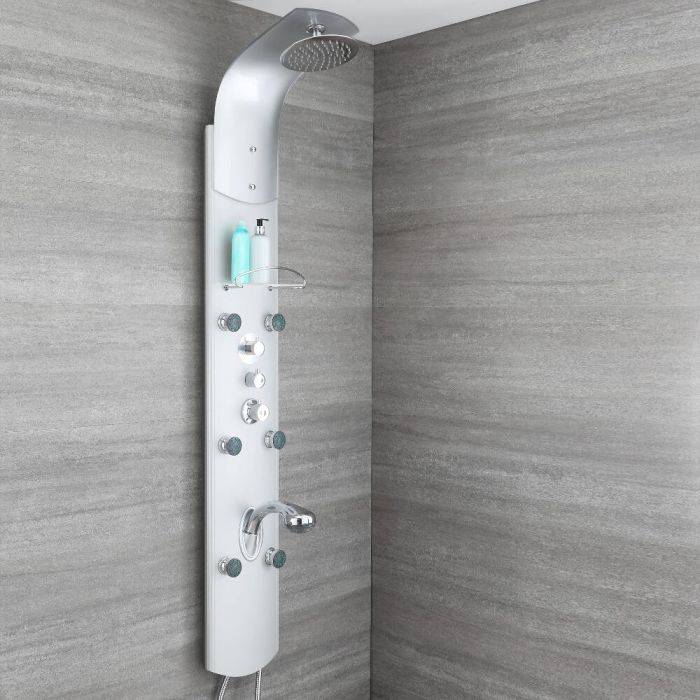 Milano Baya Modern Exposed Thermostatic Shower Tower Panel With Modern Exposed Thermostatic Shower