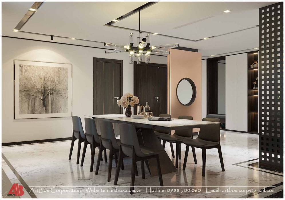 Thiết kế nội thất chung cư Diamond Thiết Kế Nội Thất - ARTBOX Phòng ăn phong cách hiện đại Tables