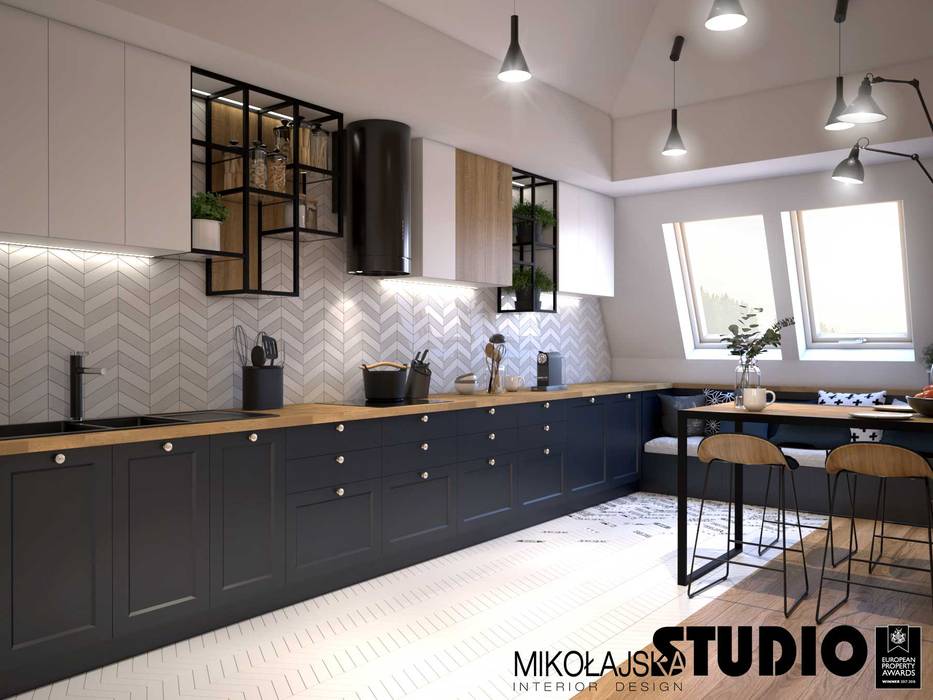 Apartament na strychu, MIKOŁAJSKAstudio MIKOŁAJSKAstudio مطبخ ذو قطع مدمجة