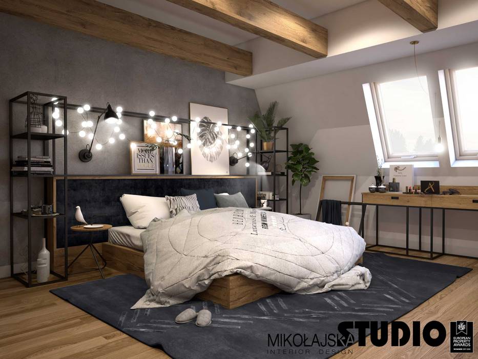 camera da letto in stile industriale di