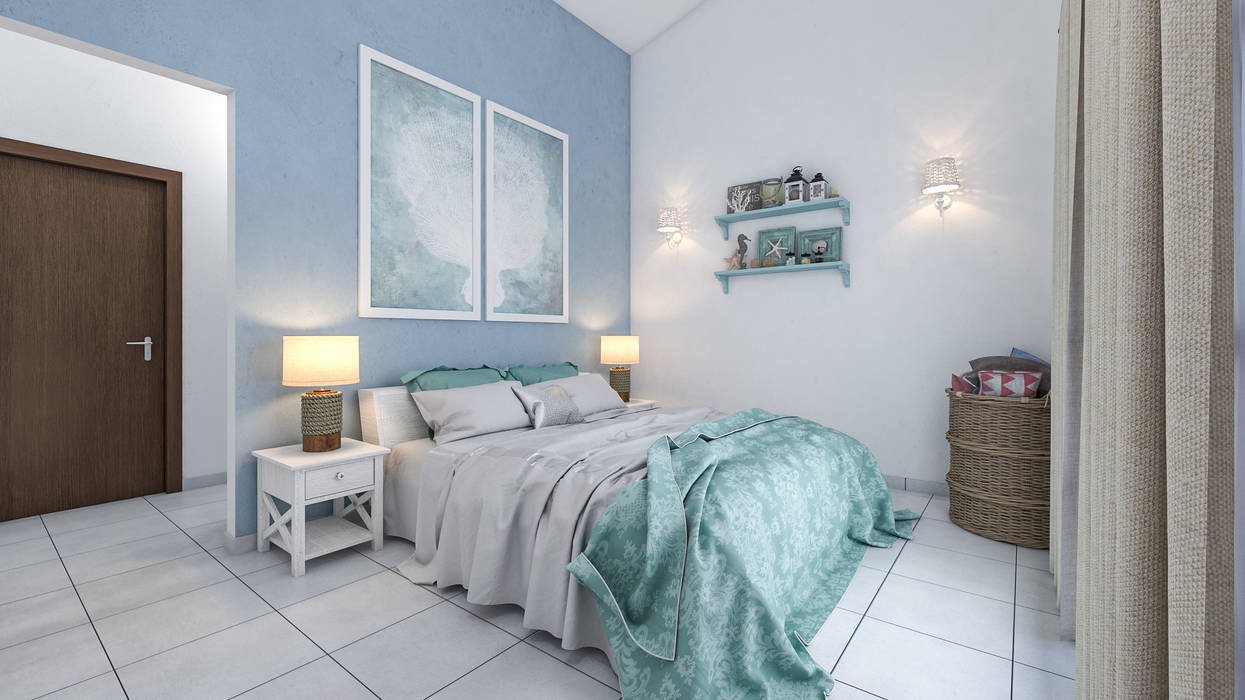 Arredo casa al mare in Brasile, studiosagitair studiosagitair غرفة نوم