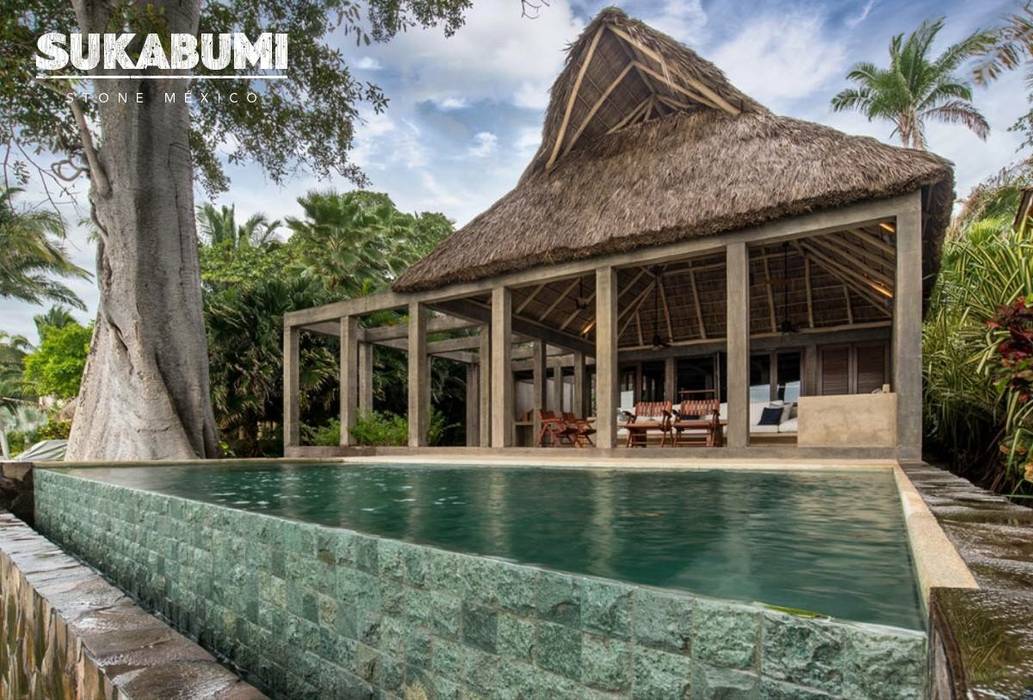 Casa Chacala SUKABUMI STONE MÉXICO Piscinas de estilo asiático Piedra