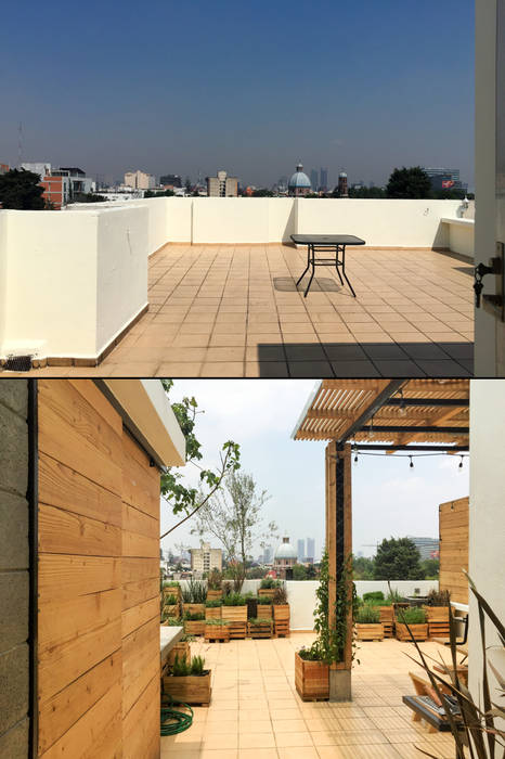 Vista Antes y Después Boceto Arquitectos Paisajistas Balcones y terrazas de estilo moderno