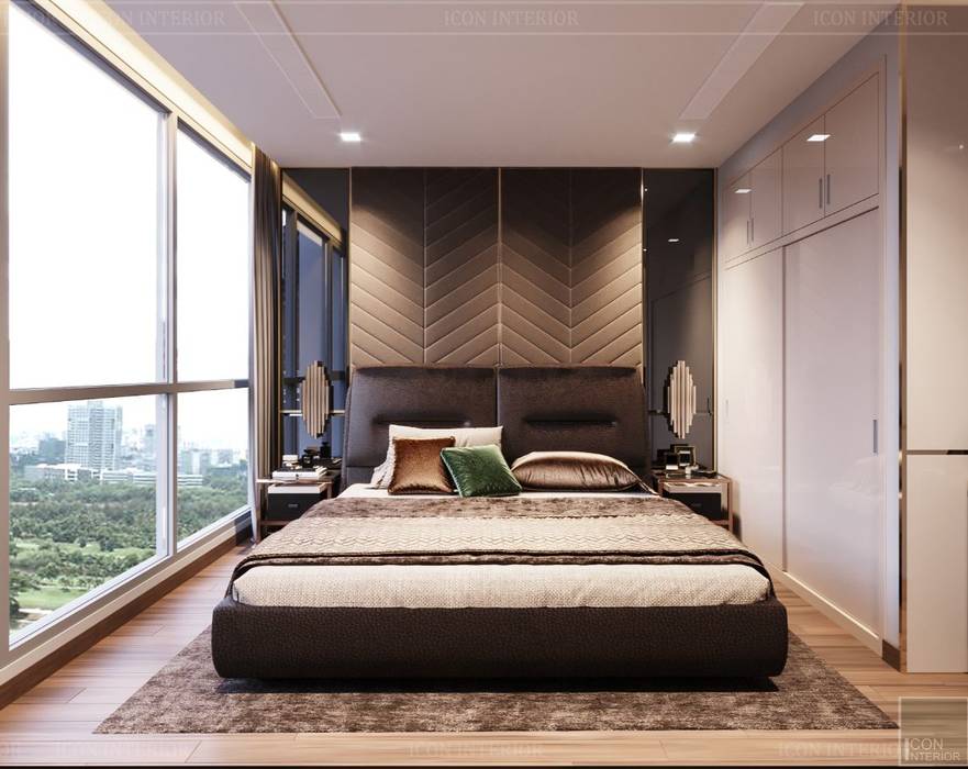 Quy luật tương phản trong thiết kế nội thất căn hộ Vinhomes Central Park, ICON INTERIOR ICON INTERIOR Modern Bedroom