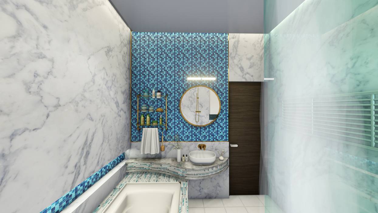 Washroom Design, bekal interior bekal interior Kamar Mandi Gaya Asia Ubin