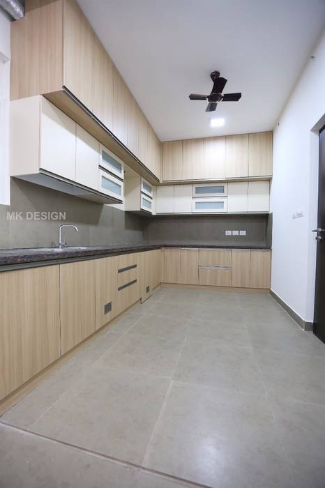 L Shaped Kitchen Interios by MK Design Modern kitchen Kitchen interiors, modular kitchen, interior designers in Chennai, interior designer Chennai review