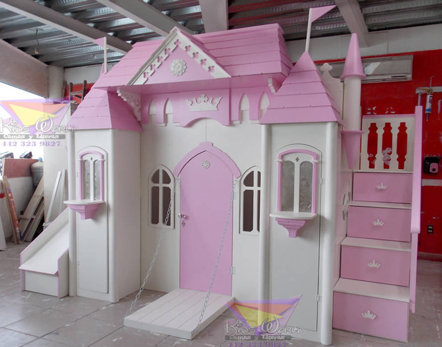 Precioso castillo Kids World- Recamaras, literas y muebles para niños Dormitorios infantiles clásicos Derivados de madera Transparente Camas y cunas