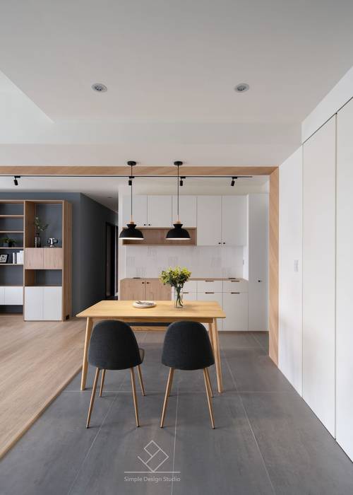灰色地磚 極簡室內設計 Simple Design Studio Scandinavian style dining room