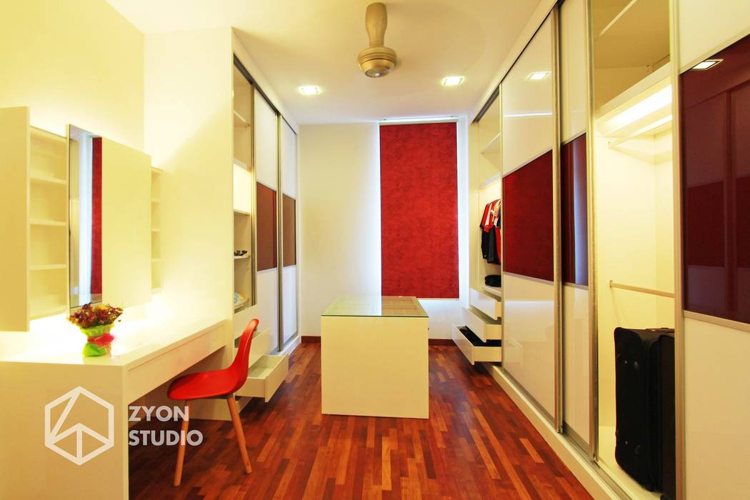 Kiara Residence Puchong, ZYON STUDIO SDN BHD (fka Zyon Interior Design Sdn Bhd) ZYON STUDIO SDN BHD (fka Zyon Interior Design Sdn Bhd) Modern style dressing rooms