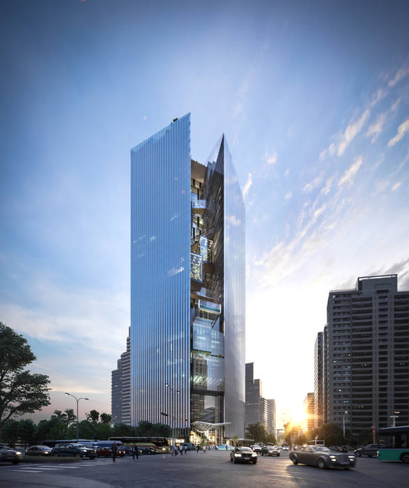 Commercial Bank Headquarters Mixed-use Project, Architecture by Aedas Architecture by Aedas Classic style study/office Metal Sky,Cloud,Skyscraper,Building,Car,Light,Infrastructure,Dusk,Tree,World