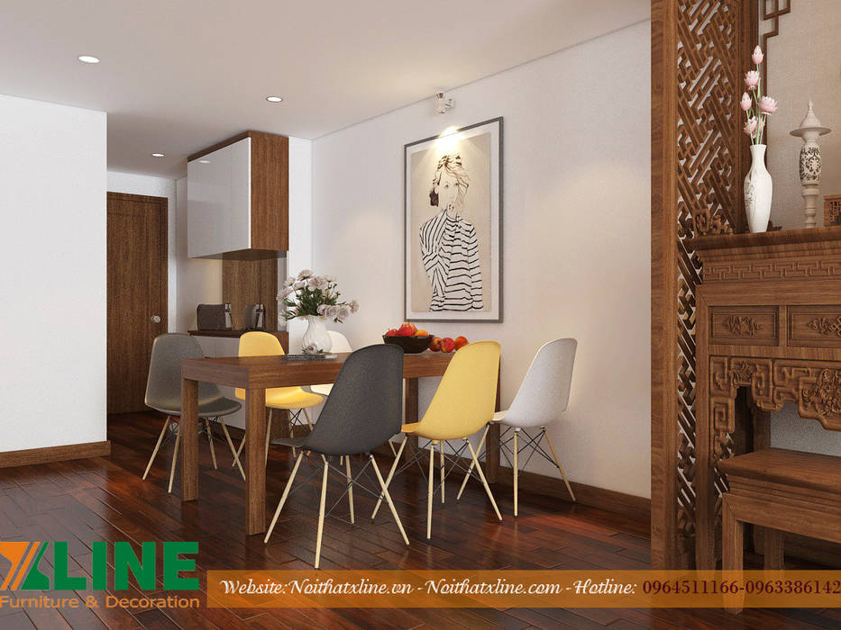 CHI PHÍ THI CÔNG NỘI THẤT CHUNG CƯ CĂN HỘ 80M2, NỘI THẤT XLINE NỘI THẤT XLINE Modern dining room Wood Wood effect