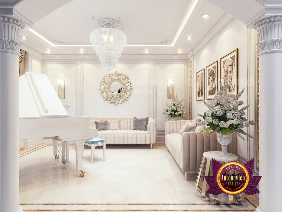 Gorgeous Piano Room in Clean Royal Interior, Luxury Antonovich Design Luxury Antonovich Design