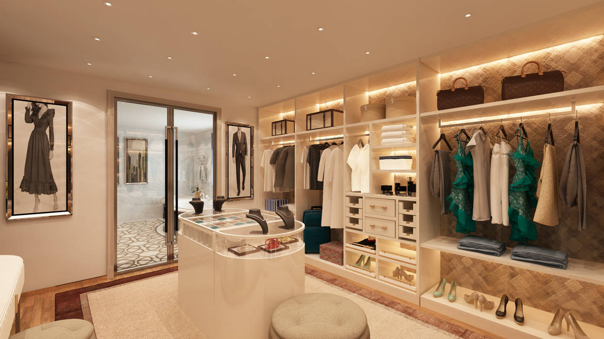 Closet – Projecto 3D para moradia em Paris, Alpha Details Alpha Details Vestidores y placares modernos