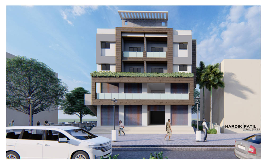 COMMERCIAL+RESIDENTIAL APARTMENT, HARDIK PATIL ARCHITECTS HARDIK PATIL ARCHITECTS บ้านสำหรับครอบครัว