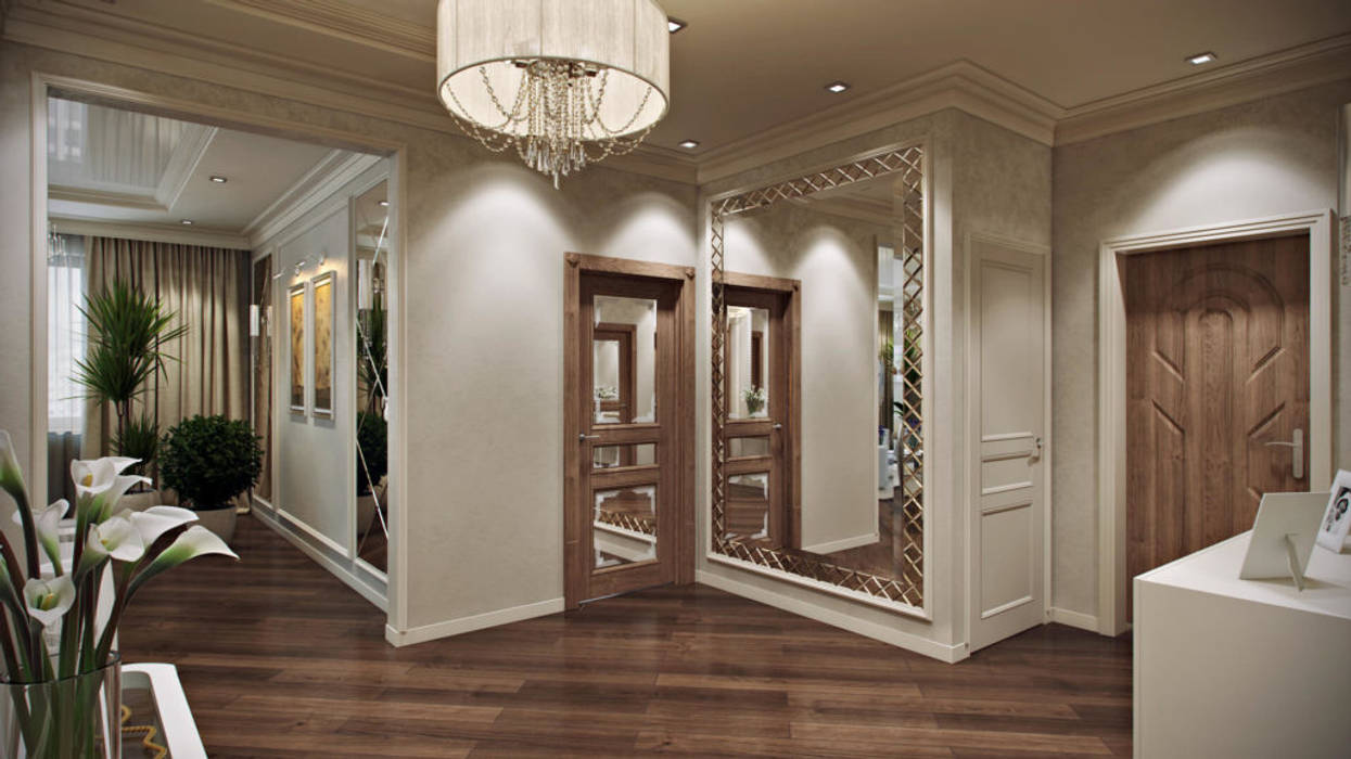 ЖК «Счастье на Тульской», Студия дизайна "INTSTYLE" Студия дизайна 'INTSTYLE' Classic style corridor, hallway and stairs Wood Wood effect