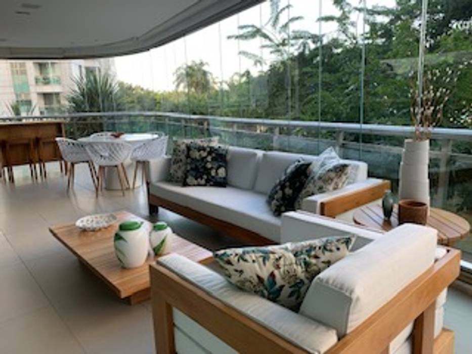 Varanda tropical, Studio HG Arquitetura Studio HG Arquitetura Balkon Hout Hout