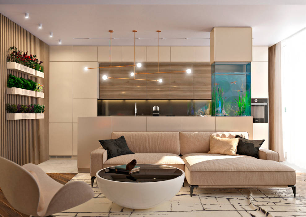 Дизайн интерьера квартиры , Kleverc Kleverc Ruang Keluarga Minimalis Chipboard