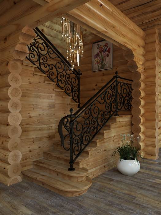 Деревянный дом на Новой Риге, Anastasia Yakovleva design studio Anastasia Yakovleva design studio Modern Corridor, Hallway and Staircase Wood Wood effect