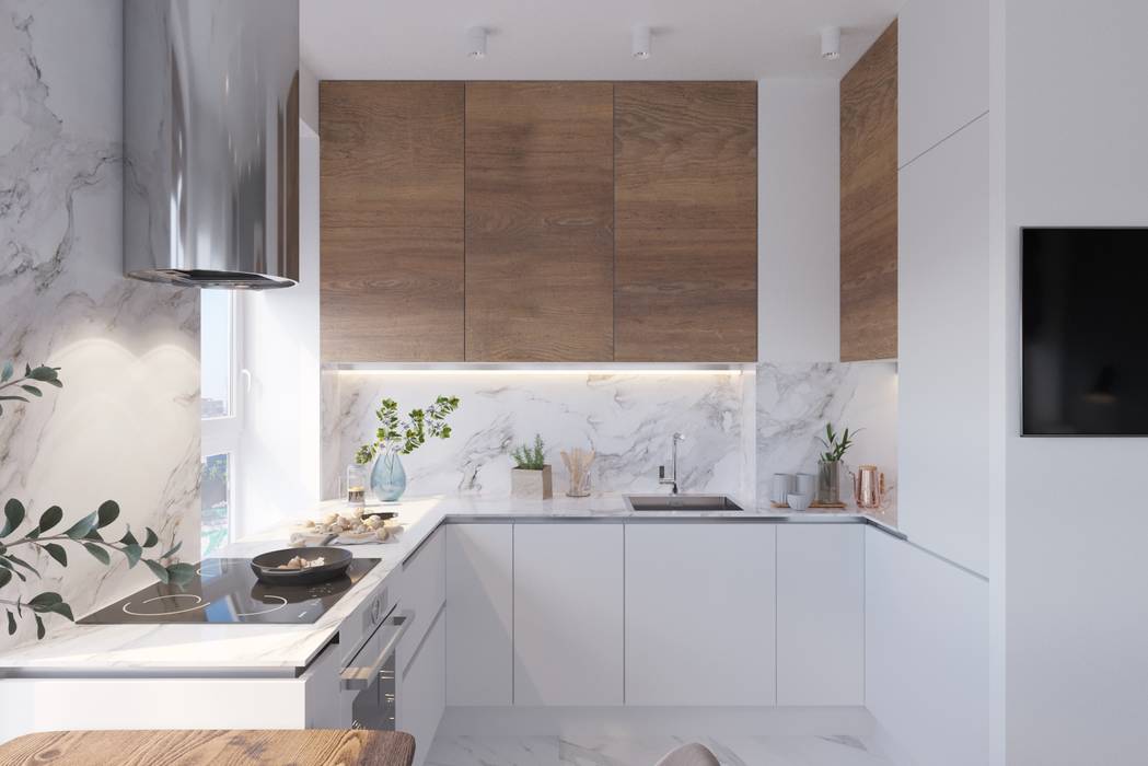 ЖК «Домашний» Студия дизайна 'INTSTYLE' Кухня в скандинавском стиле Дерево Эффект древесины