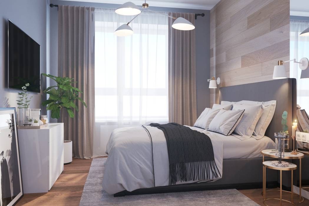 ЖК «Домашний», Студия дизайна "INTSTYLE" Студия дизайна 'INTSTYLE' Kamar tidur kecil Kayu Wood effect