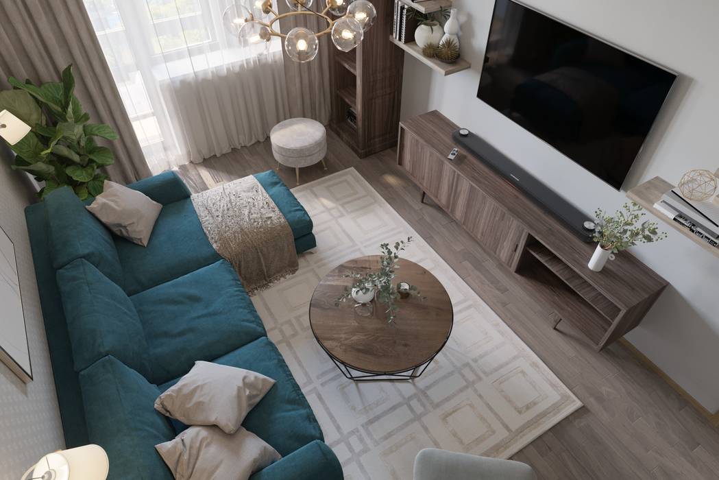 улица Крылатские холмы, Студия дизайна "INTSTYLE" Студия дизайна 'INTSTYLE' Scandinavian style living room Wood Wood effect