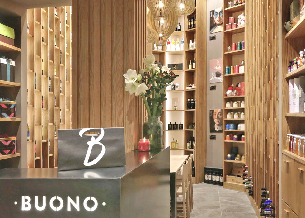 Enoteca e boutique Gastronomica "Buono", Arnia Architetture Arnia Architetture Commercial spaces Wood Wood effect Gastronomy