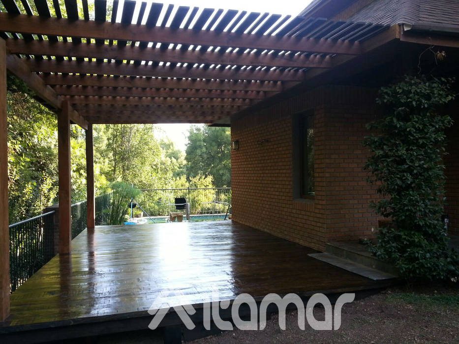 TERRAZA TECHO VIGAS itamar ltda Espacios comerciales Madera Acabado en madera Lugares para eventos