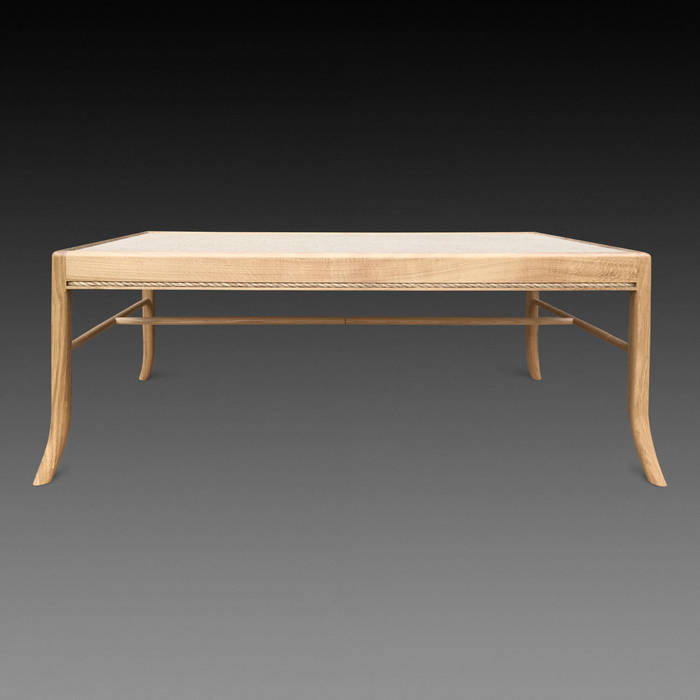 Lavenham coffee table - hessian and oak. Made to order by Perceval Designs Perceval Designs Living roomSide tables & trays
