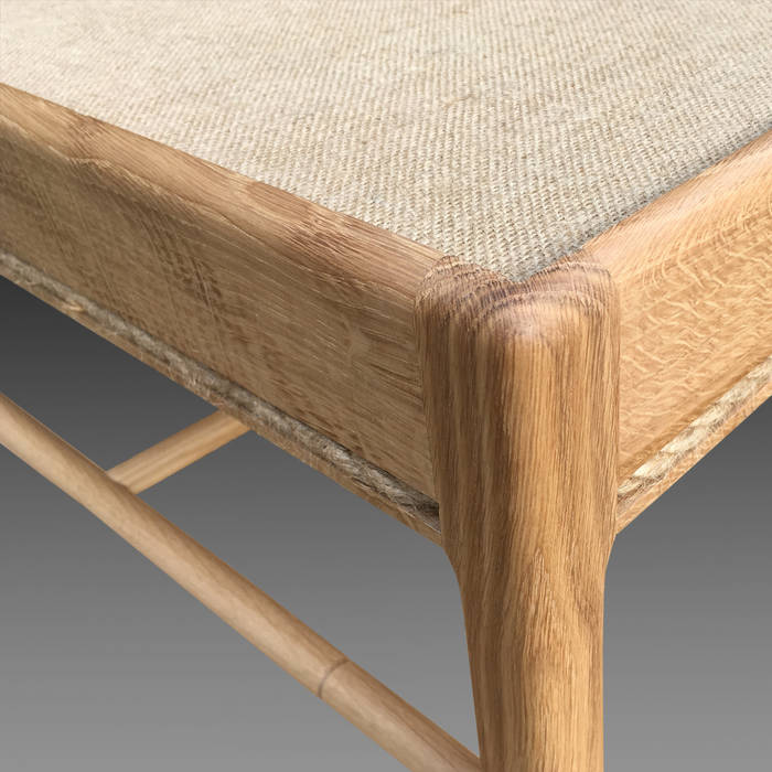 Lavenham coffee table - hessian and oak. Made to order by Perceval Designs Perceval Designs Living roomSide tables & trays