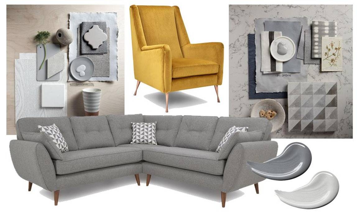 How to pick the perfect grey to work with your sofa Dulux UK Modern living room grey paint,grey sofa,grey chair,grey furniture