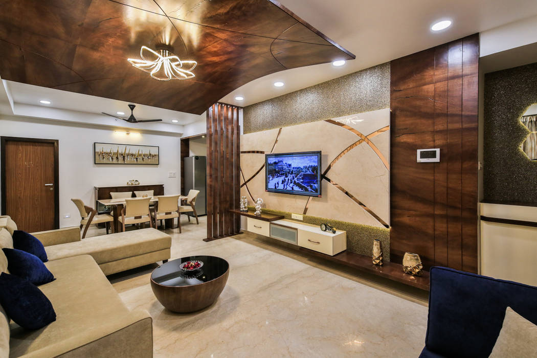Luxurious home interior for 3BHK Song of joy Kharadi, AARAYISHH AARAYISHH Гостиная в стиле модерн